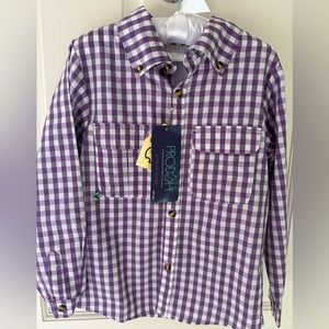 NWT PRODOH Purple Check Fishing Shirt Size 8